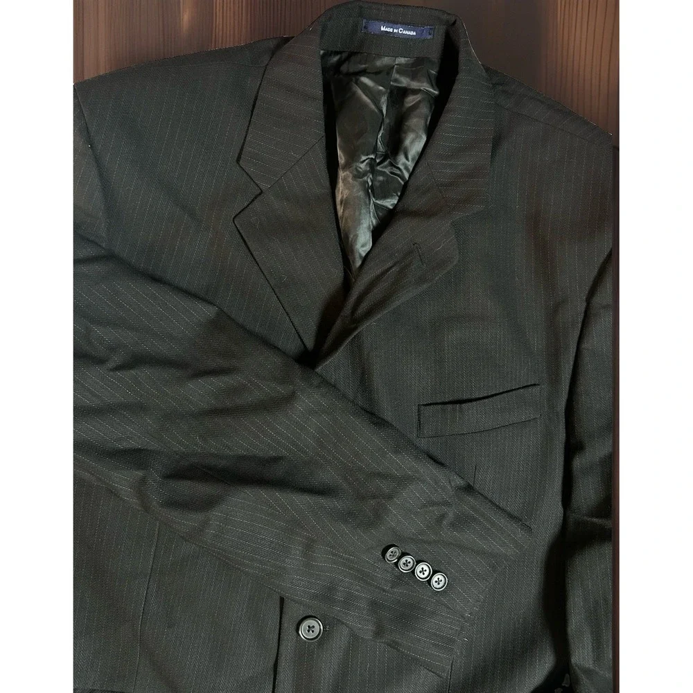 Ralph Lauren Suit Men 44r 38x32 New Wool Jacket Slacks Set Cuffed Pleated Stripe